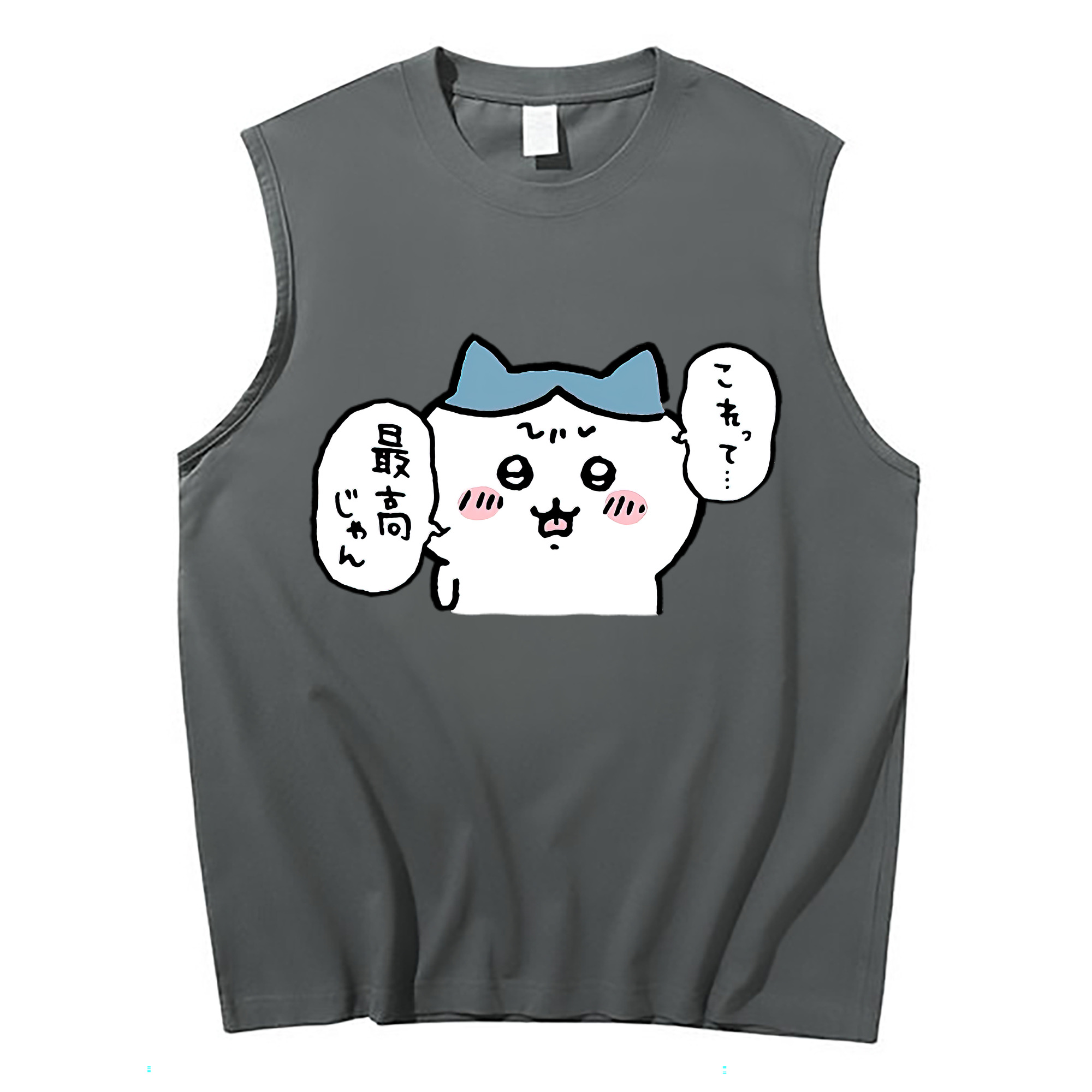 （画像用） ちいかわ ハチワレ Chii-kawa hachiware コットン100％タンクトップ（フロントプリント）